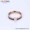 15111 xuping bijoux en acier inoxydable, bague plani plaquée or rose avec strass flash